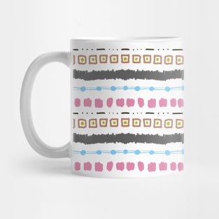 Geometric shapes and forms on a white background of various shapes. Handmade drawn various shapes and doodle prints and pattern design. Mug